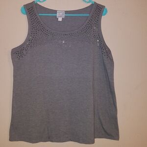 Size 1X - Gray Embellished Tank